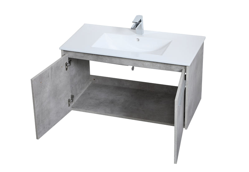 Elegant Lighting VF44036CG Single Bathroom Floating Vanity, Concrete Grey