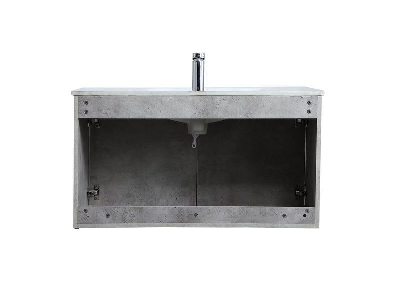 Elegant Lighting VF44036CG Single Bathroom Floating Vanity, Concrete Grey