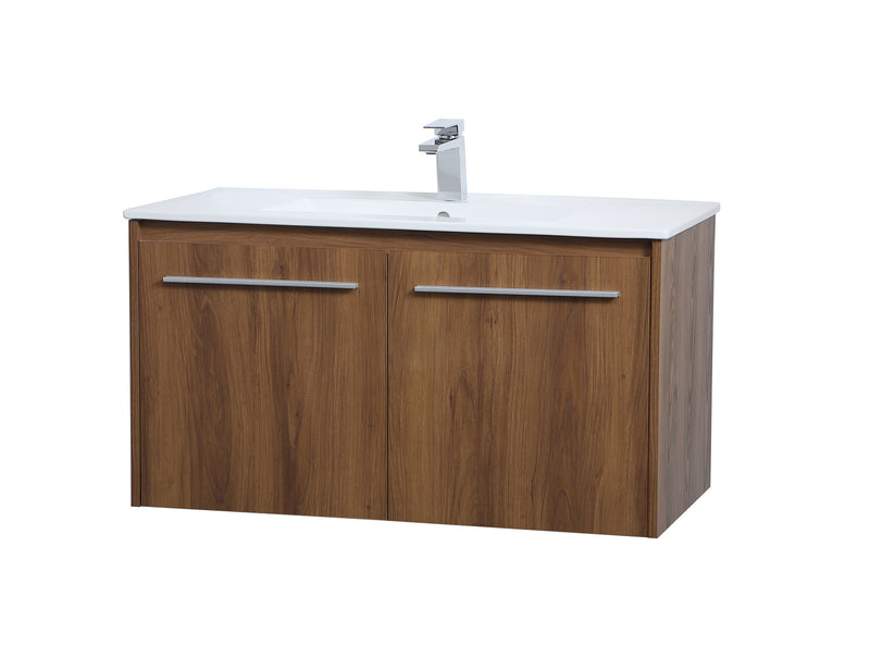 Elegant Lighting VF44036WB Single Bathroom Floating Vanity, Walnut Brown