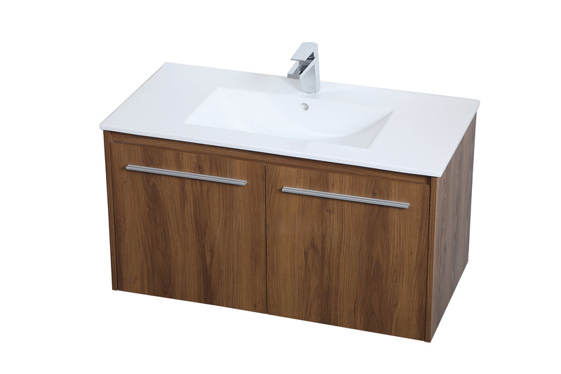 Elegant Lighting VF44036WB Single Bathroom Floating Vanity, Walnut Brown