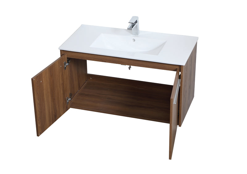 Elegant Lighting VF44036WB Single Bathroom Floating Vanity, Walnut Brown
