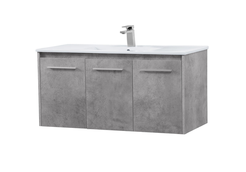 Elegant Lighting VF44040CG Single Bathroom Floating Vanity, Concrete Grey