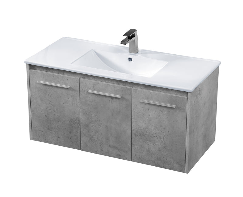 Elegant Lighting VF44040CG Single Bathroom Floating Vanity, Concrete Grey