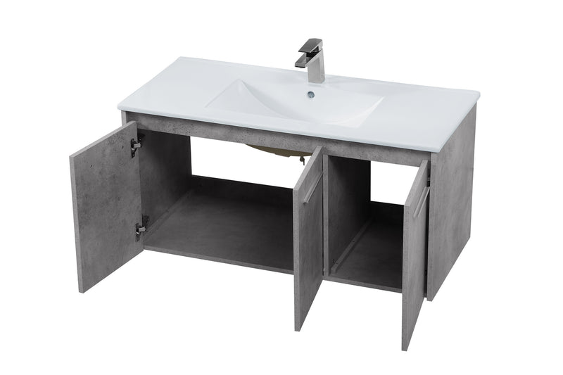 Elegant Lighting VF44040CG Single Bathroom Floating Vanity, Concrete Grey