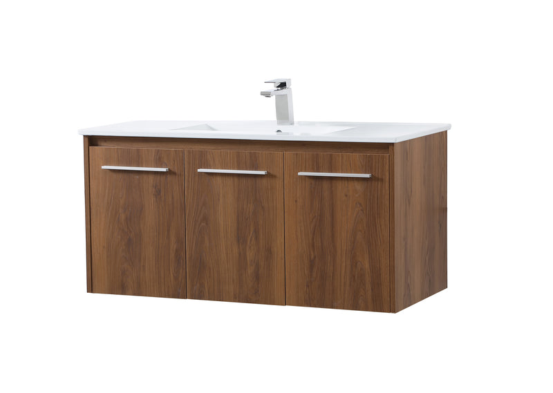 Elegant Lighting VF44040WB Single Bathroom Floating Vanity, Walnut Brown