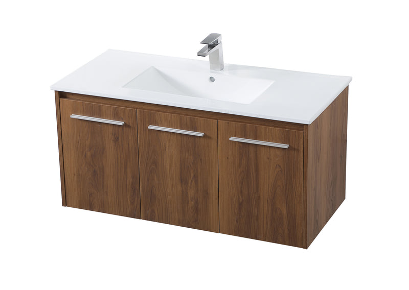 Elegant Lighting VF44040WB Single Bathroom Floating Vanity, Walnut Brown