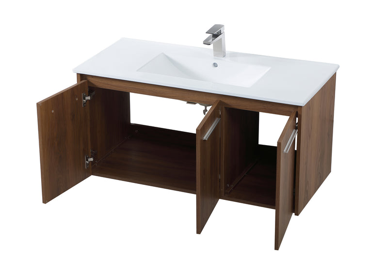 Elegant Lighting VF44040WB Single Bathroom Floating Vanity, Walnut Brown