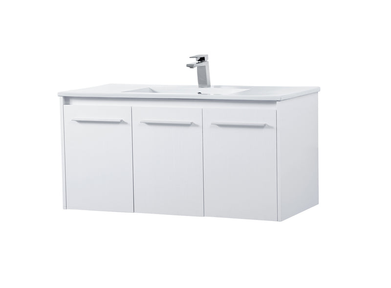Elegant Lighting VF44040WH Single Bathroom Floating Vanity, White
