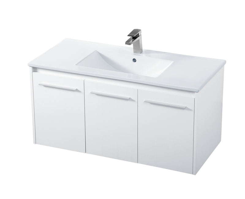 Elegant Lighting VF44040WH Single Bathroom Floating Vanity, White