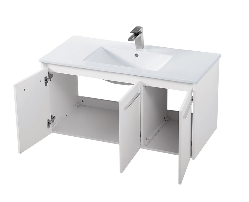 Elegant Lighting VF44040WH Single Bathroom Floating Vanity, White