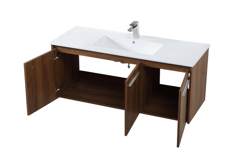Elegant Lighting VF44048WB Single Bathroom Floating Vanity, Walnut Brown