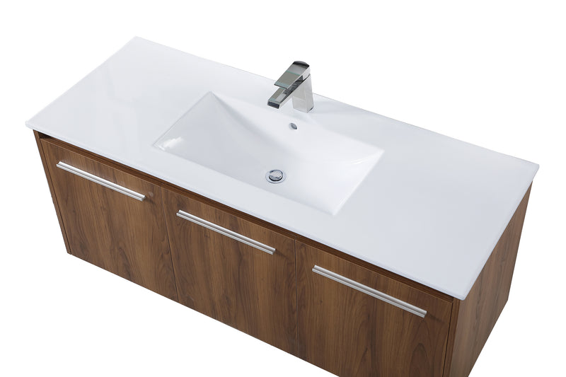 Elegant Lighting VF44048WB Single Bathroom Floating Vanity, Walnut Brown