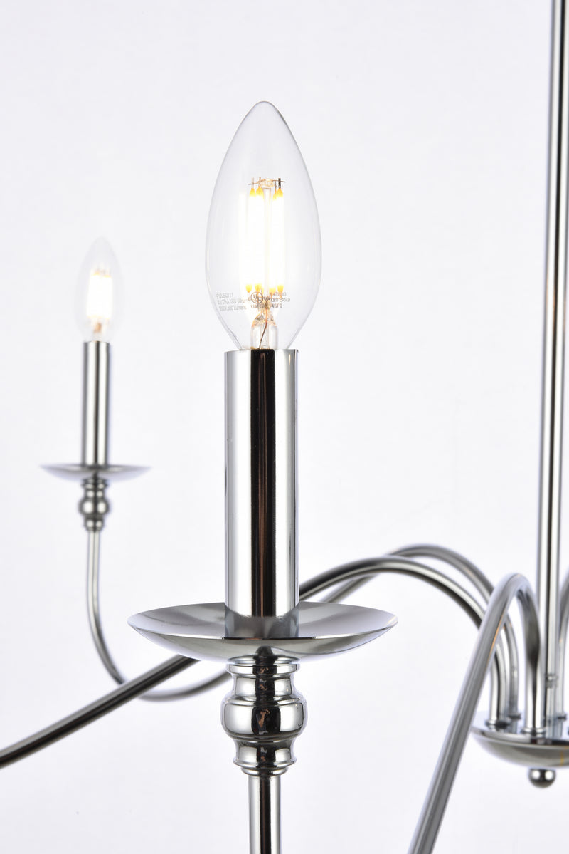Elegant Lighting LD5006D36PN Six Lights Chandelier, Polished Nickel