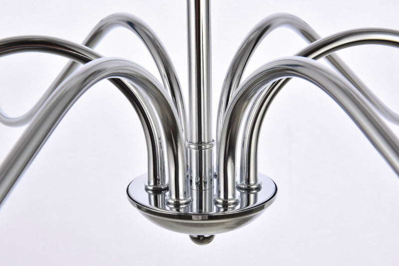 Elegant Lighting LD5006D36PN Six Lights Chandelier, Polished Nickel