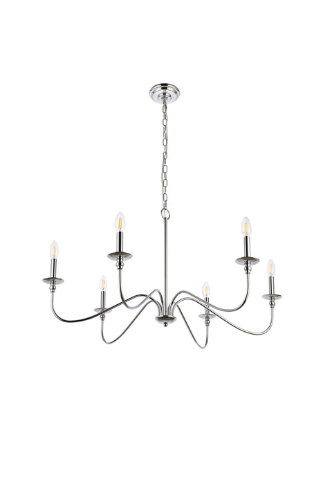 Elegant Lighting LD5006D36PN Six Lights Chandelier, Polished Nickel