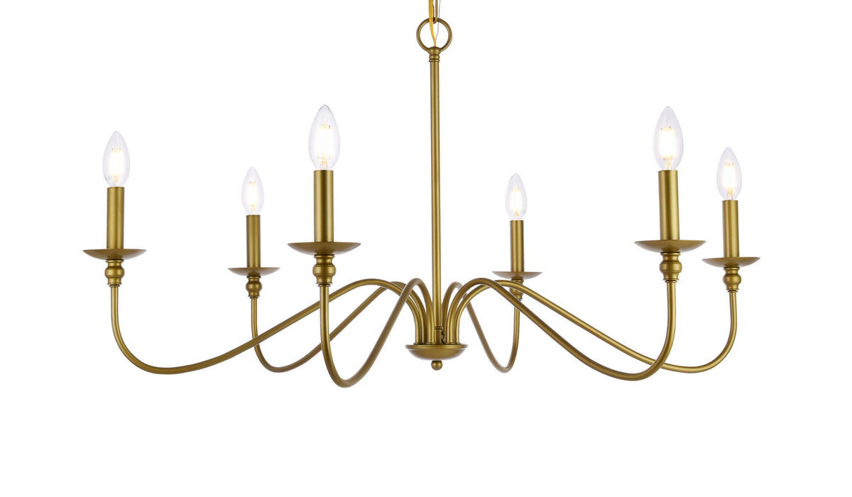 Elegant Lighting LD5006D36BR Six Lights Chandelier, Brass
