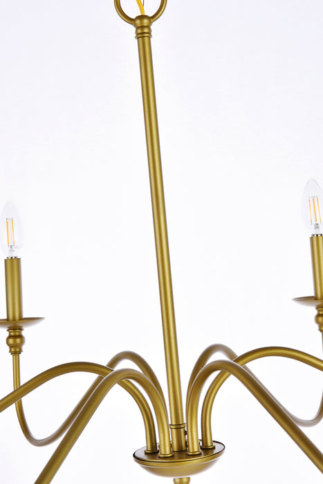 Elegant Lighting LD5006D36BR Six Lights Chandelier, Brass