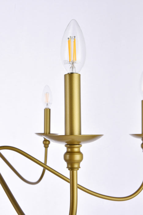 Elegant Lighting LD5006D36BR Six Lights Chandelier, Brass