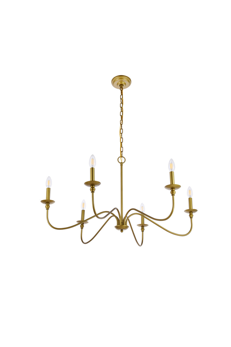 Elegant Lighting LD5006D36BR Six Lights Chandelier, Brass