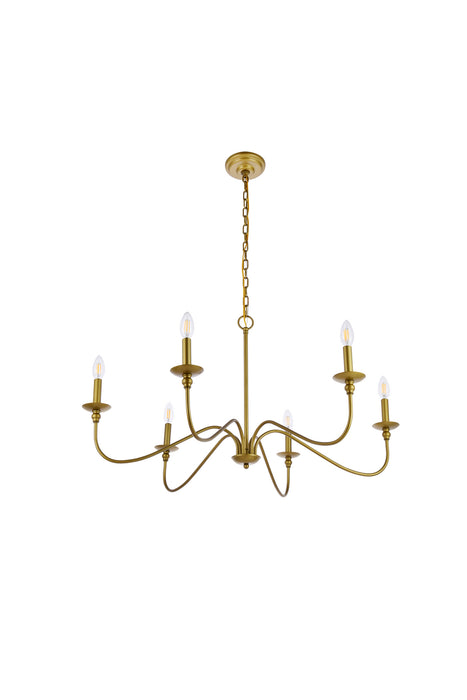 Elegant Lighting LD5006D36BR Six Lights Chandelier, Brass