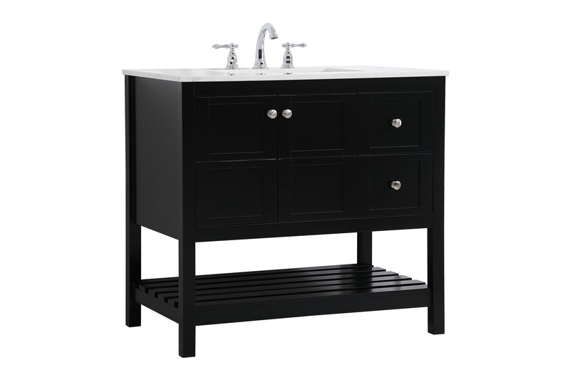 Elegant Lighting VF16436BK Single Bathroom Vanity, Black