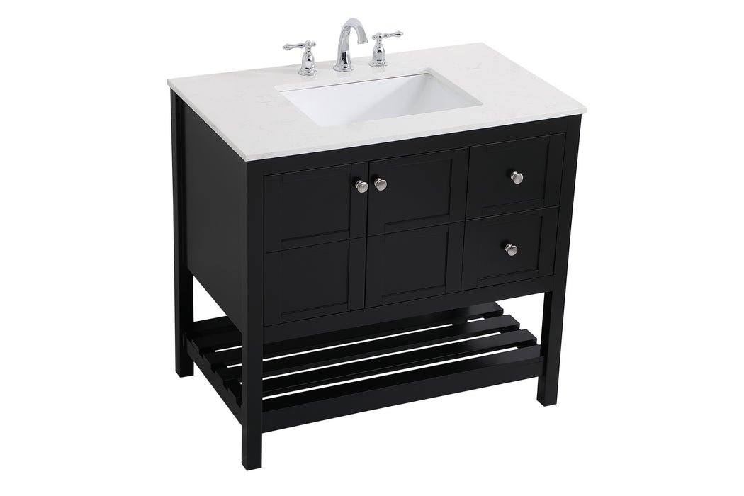 Elegant Lighting VF16436BK Single Bathroom Vanity, Black