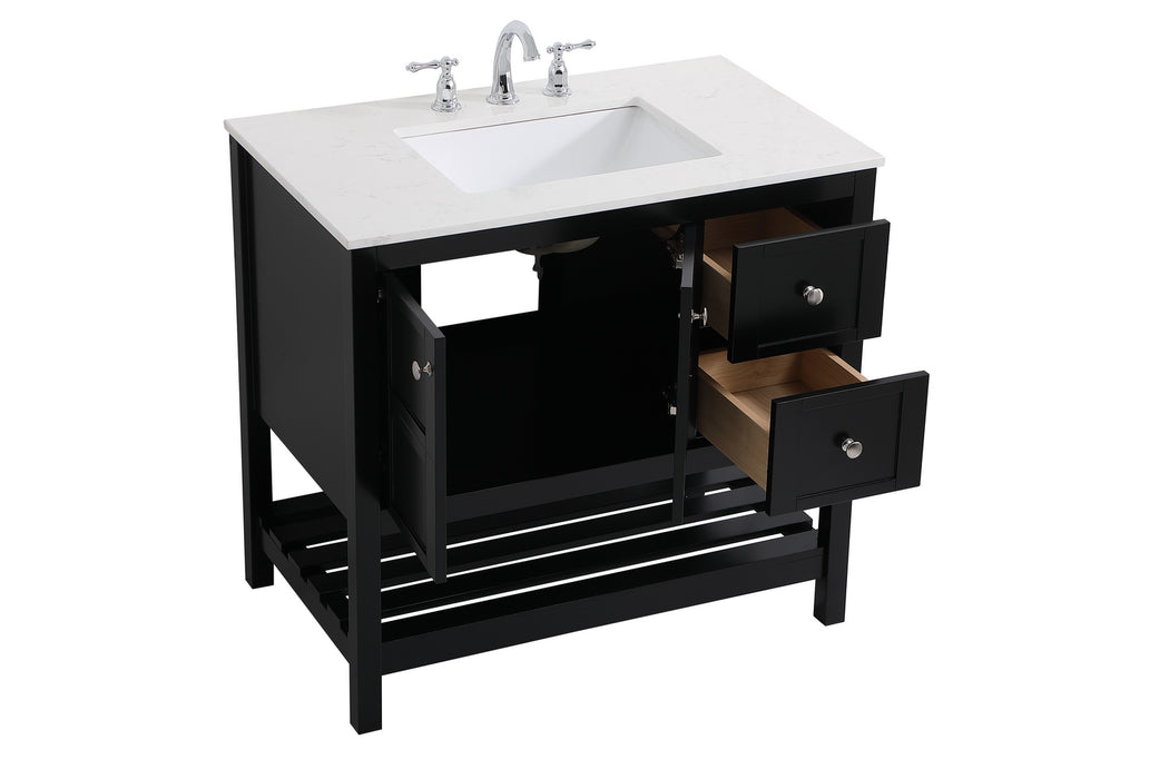 Elegant Lighting VF16436BK Single Bathroom Vanity, Black