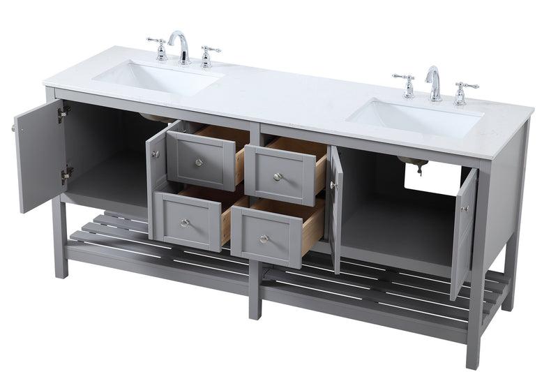 Elegant Lighting VF16472DGR Double Bathroom Vanity, Gray