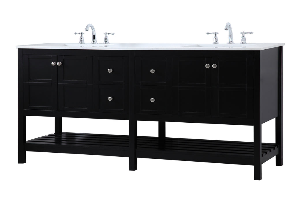 Elegant Lighting VF16472DBK Double Bathroom Vanity, Black