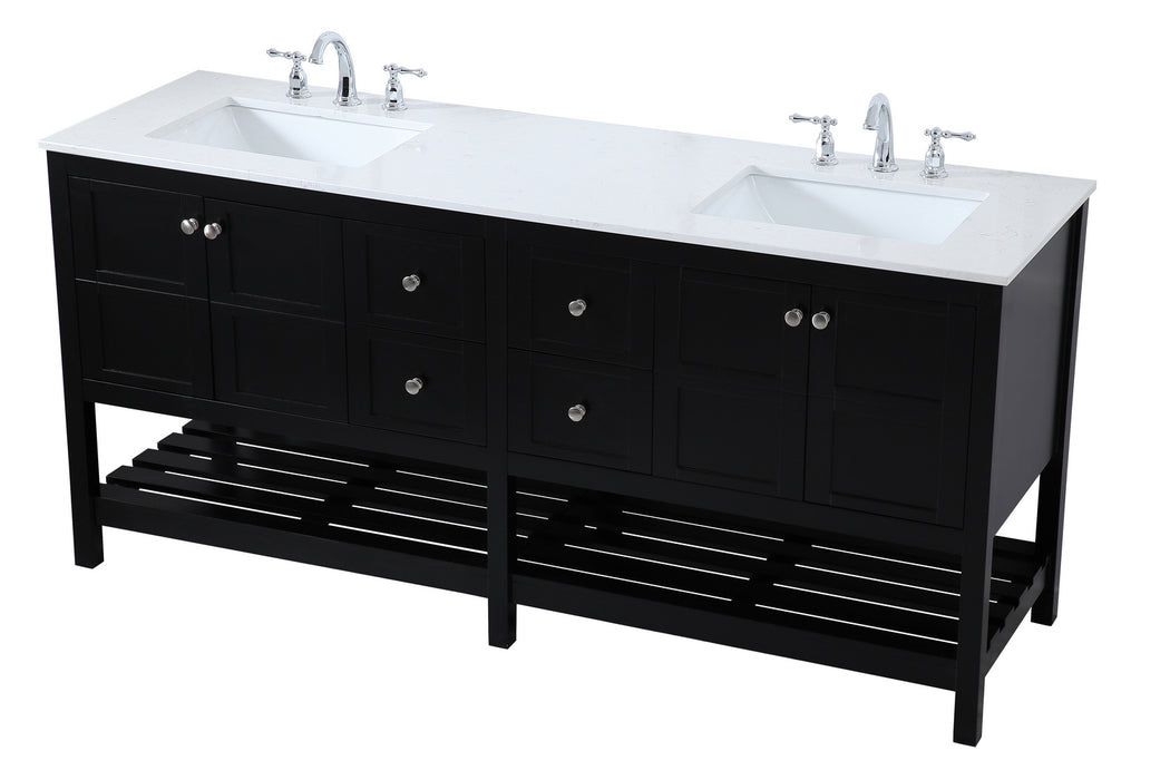 Elegant Lighting VF16472DBK Double Bathroom Vanity, Black