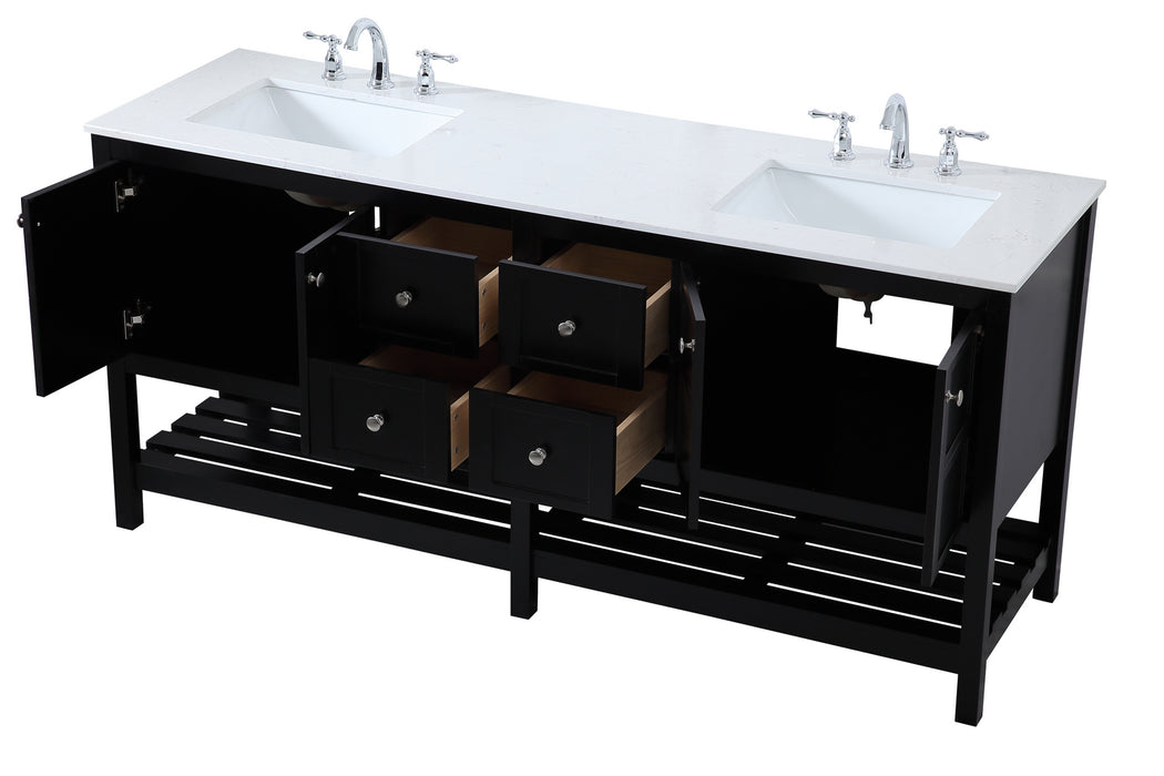 Elegant Lighting VF16472DBK Double Bathroom Vanity, Black