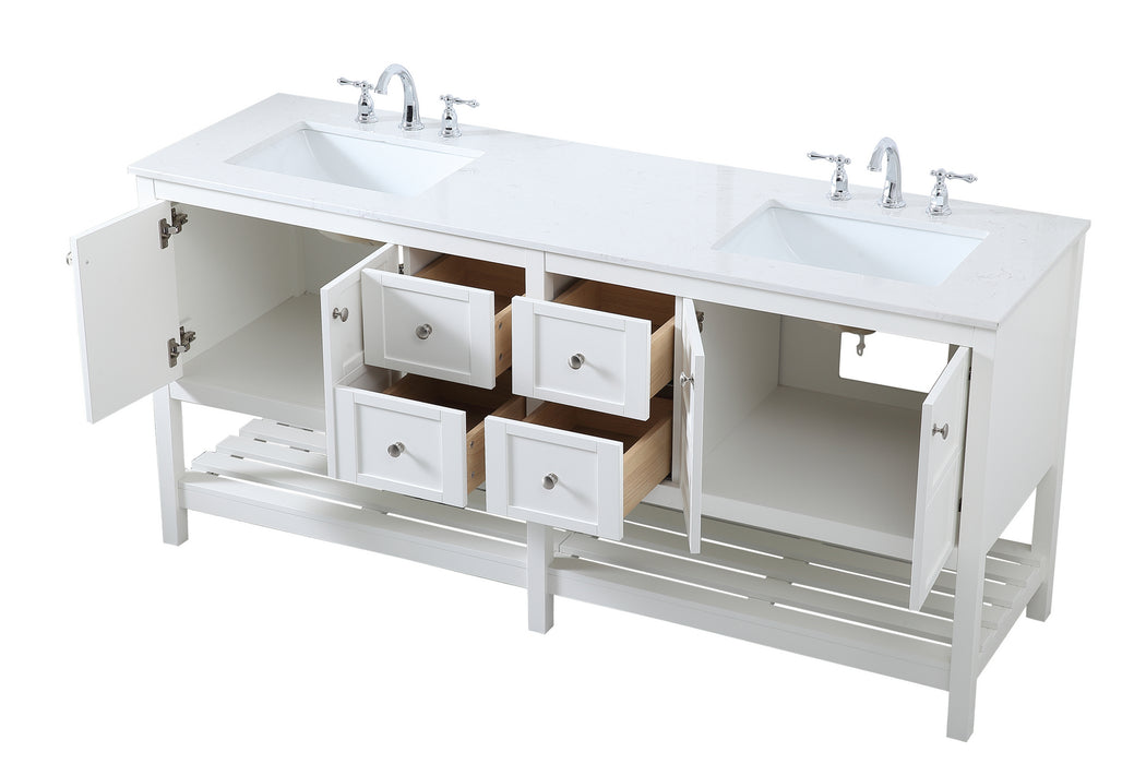 Elegant Lighting VF16472DWH Double Bathroom Vanity, White