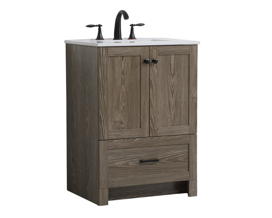 Elegant Lighting VF2824WO Single Bathroom Vanity, Weathered Oak