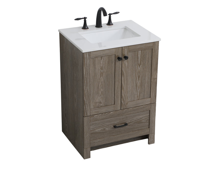 Elegant Lighting VF2824WO Single Bathroom Vanity, Weathered Oak