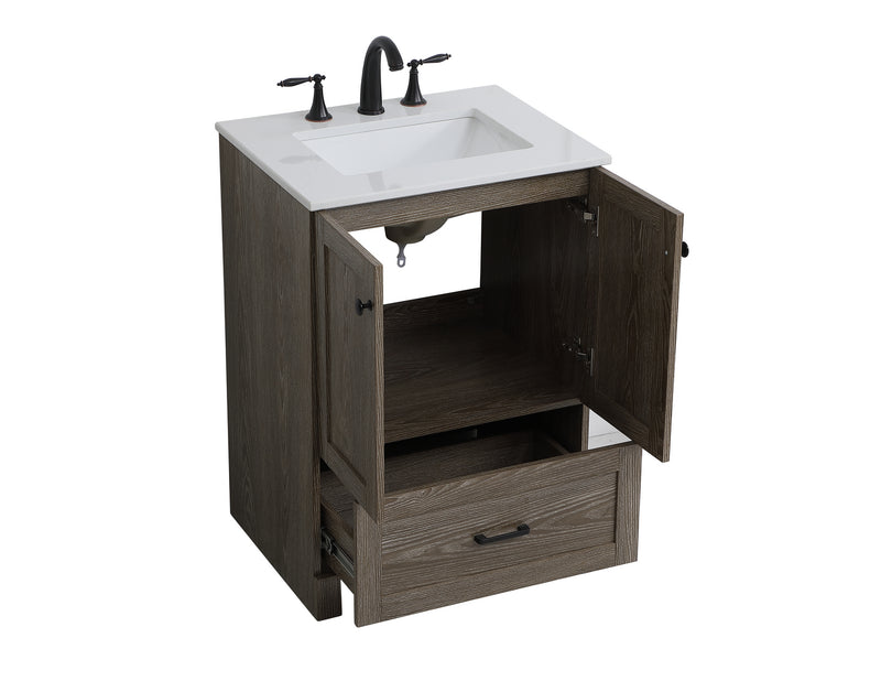 Elegant Lighting VF2824WO Single Bathroom Vanity, Weathered Oak