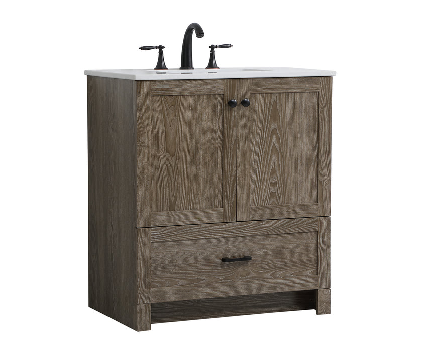 Elegant Lighting VF2830WO Single Bathroom Vanity, Weathered Oak