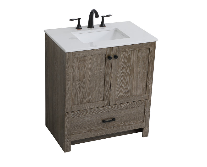 Elegant Lighting VF2830WO Single Bathroom Vanity, Weathered Oak