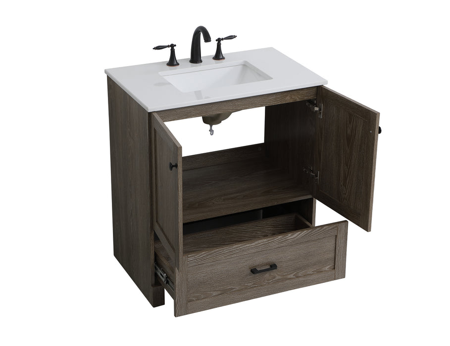 Elegant Lighting VF2830WO Single Bathroom Vanity, Weathered Oak