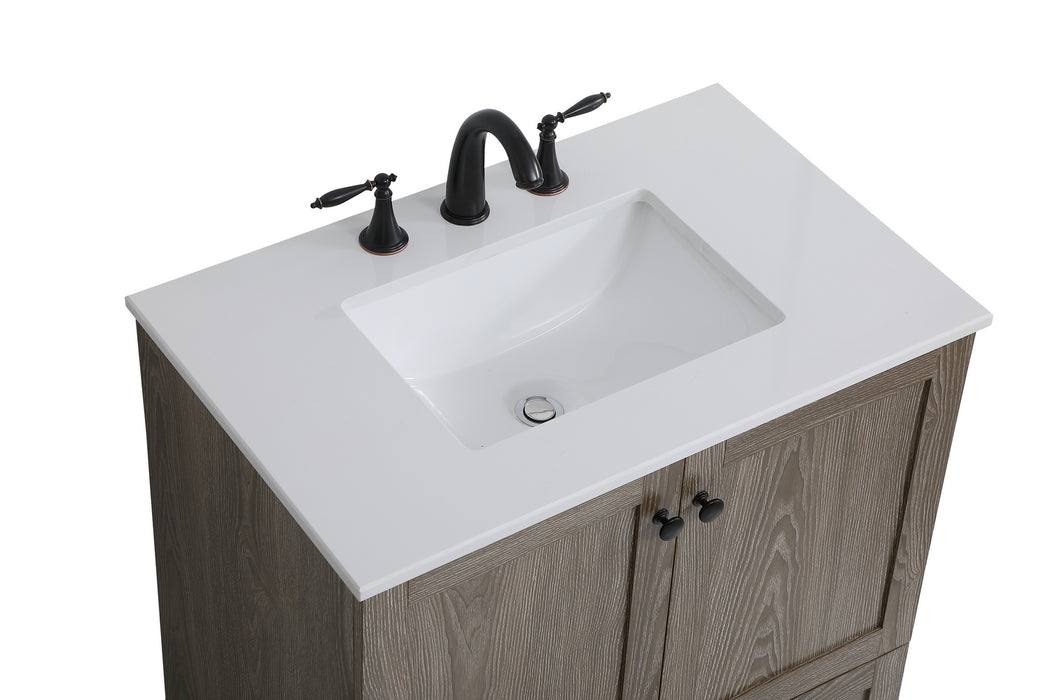 Elegant Lighting VF2830WO Single Bathroom Vanity, Weathered Oak