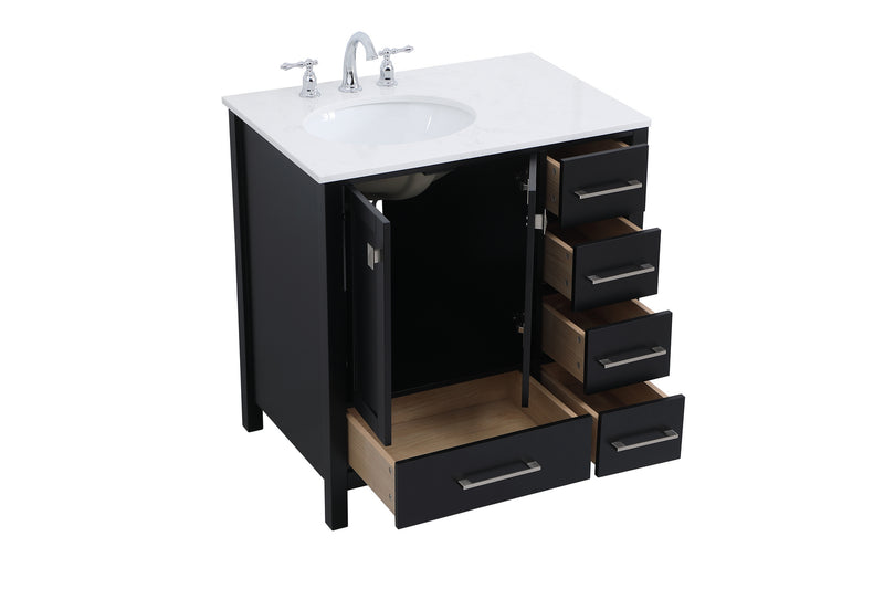 Elegant Lighting VF18832BK Single Bathroom Vanity, Black