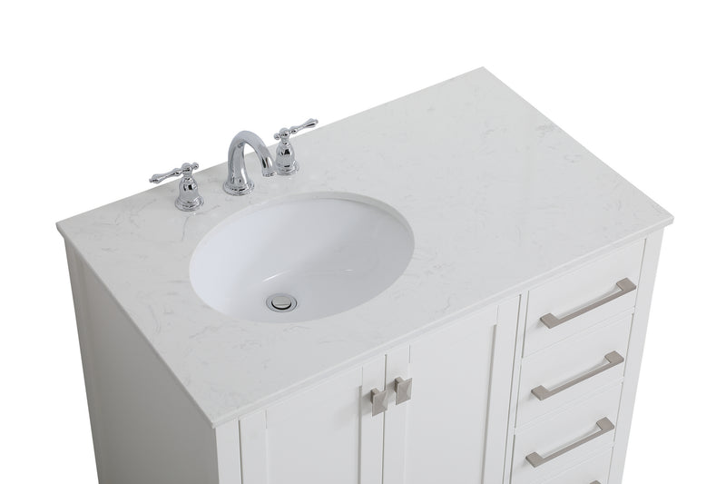 Elegant Lighting VF18836WH Single Bathroom Vanity, White