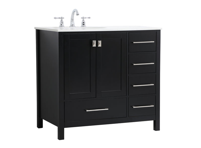 Elegant Lighting VF18836BK Single Bathroom Vanity, Black
