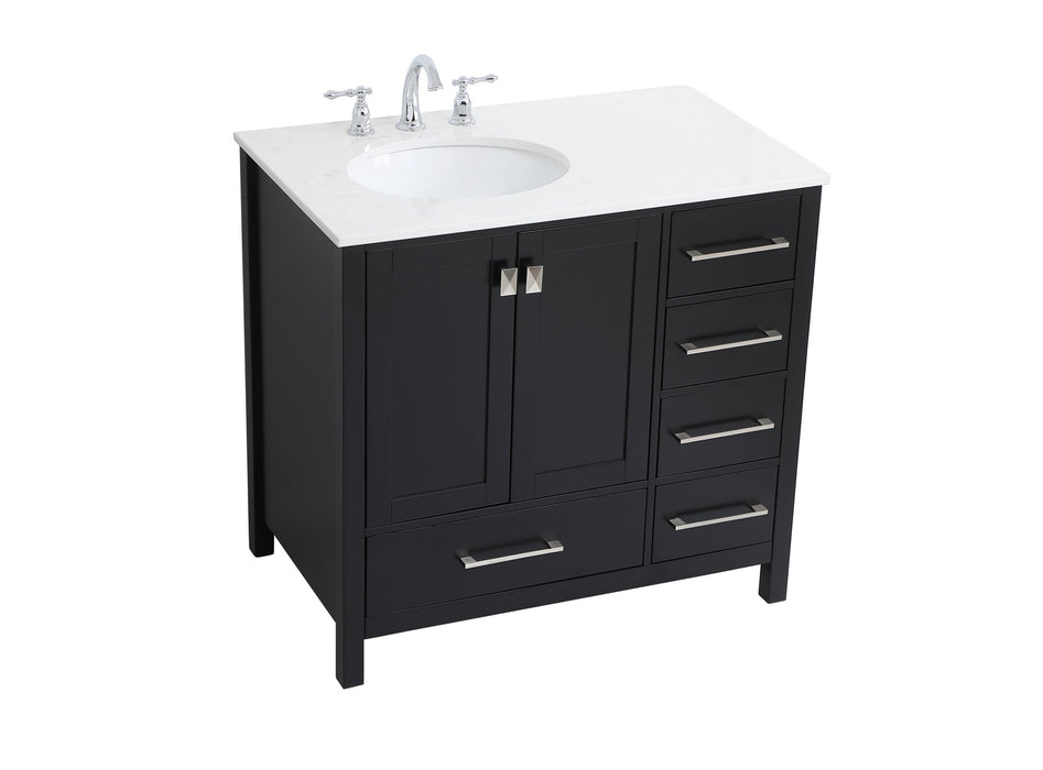 Elegant Lighting VF18836BK Single Bathroom Vanity, Black