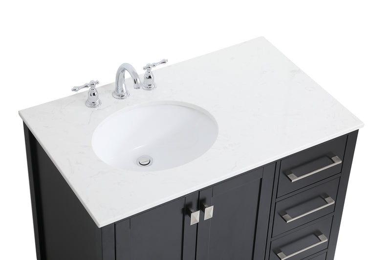 Elegant Lighting VF18836BK Single Bathroom Vanity, Black