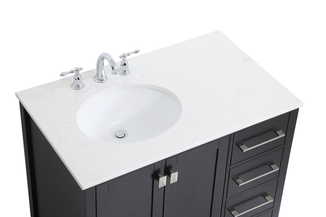 Elegant Lighting VF18836BK Single Bathroom Vanity, Black