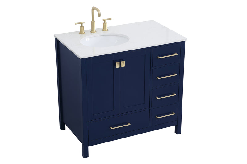 Elegant Lighting VF18836BL Single Bathroom Vanity, Blue