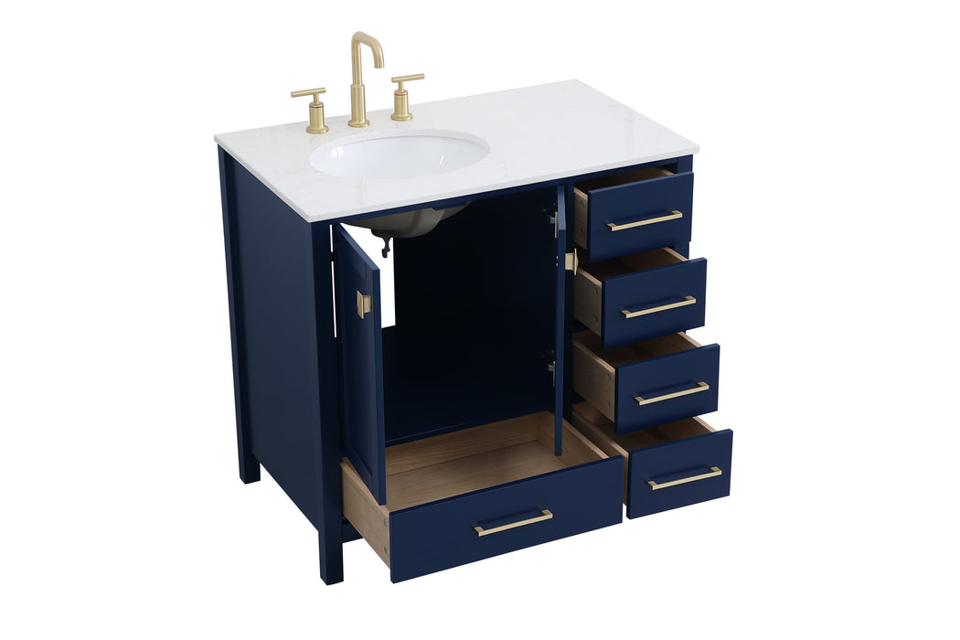 Elegant Lighting VF18836BL Single Bathroom Vanity, Blue