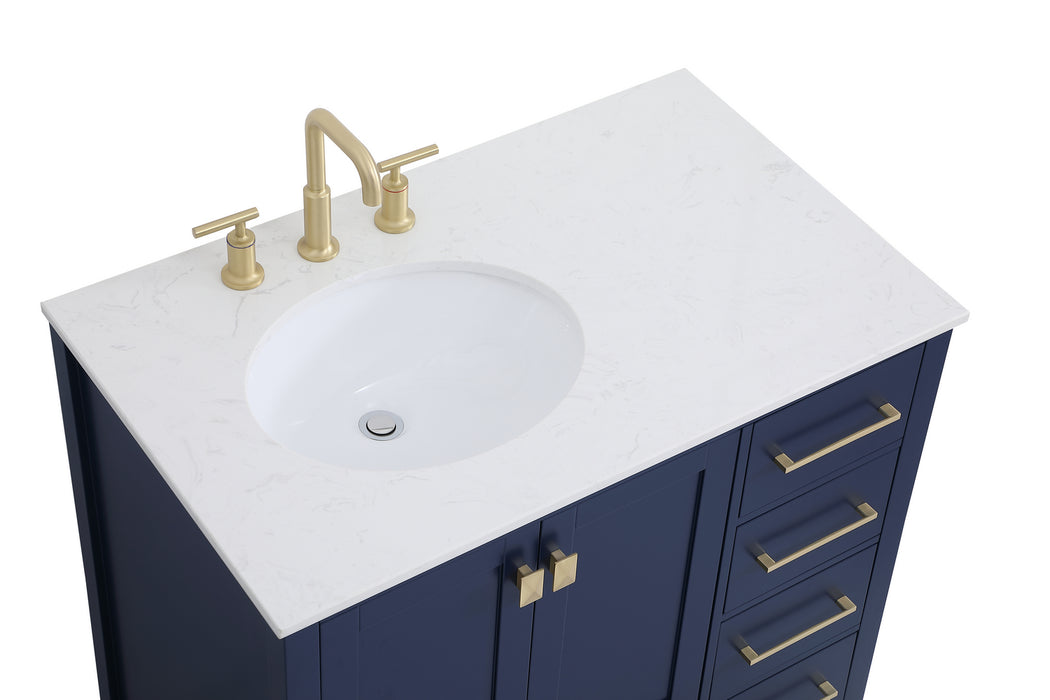 Elegant Lighting VF18836BL Single Bathroom Vanity, Blue