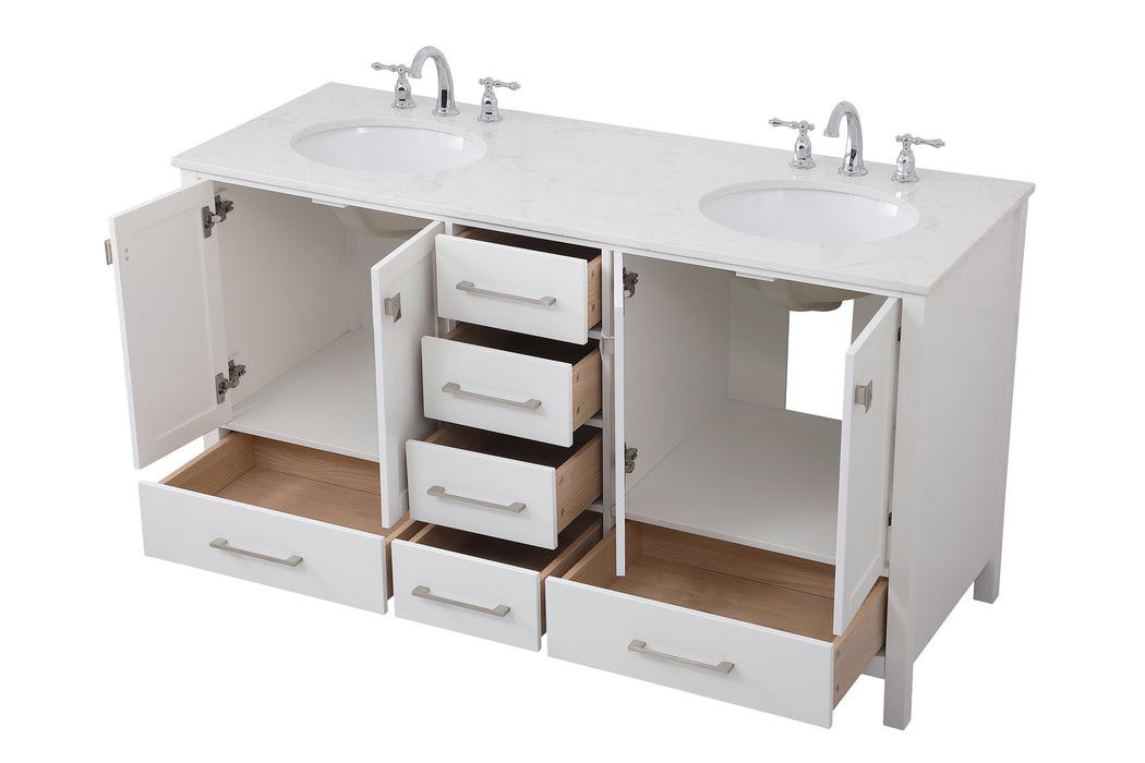 Elegant Lighting VF18860DWH Double Bathroom Vanity, White