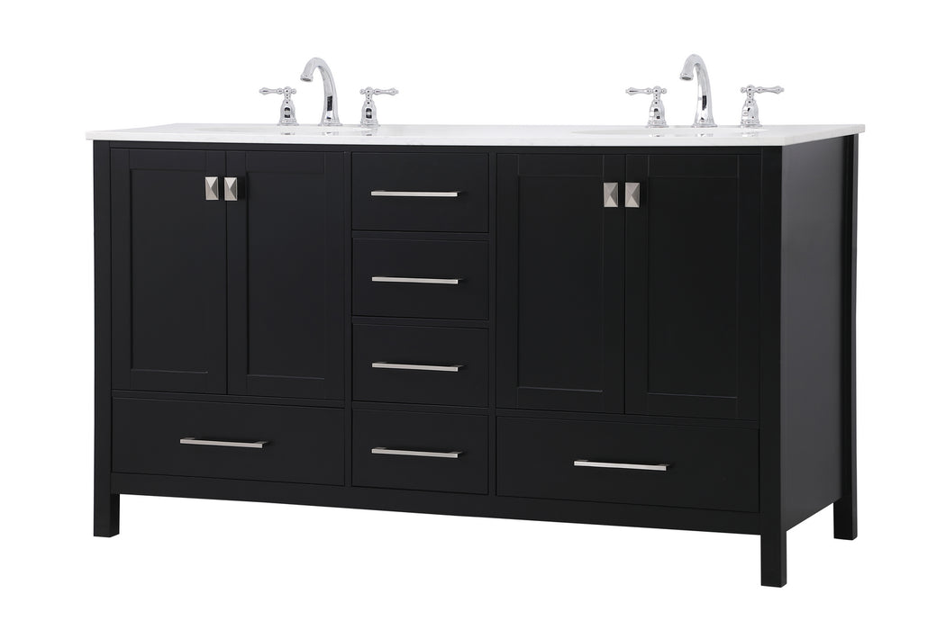 Elegant Lighting VF18860DBK Double Bathroom Vanity, Black